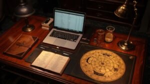 Learning Vedic Astrology online with charts and notes.